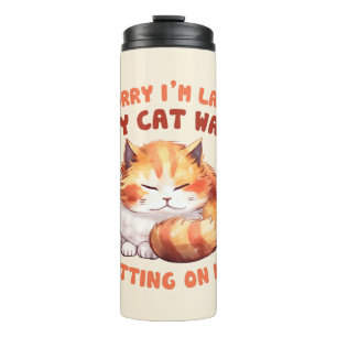 Adorable Orange Tabby Cat - Sorry, ich bin spät Thermosbecher