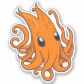 Adorable Orange Tintenfisch Aufkleber (Vorderseite)