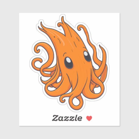 Adorable Orange Tintenfisch Aufkleber (Blatt)