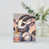 Adorable Oryx essen Nudeln Postkarte (Stehend Vorderseite)