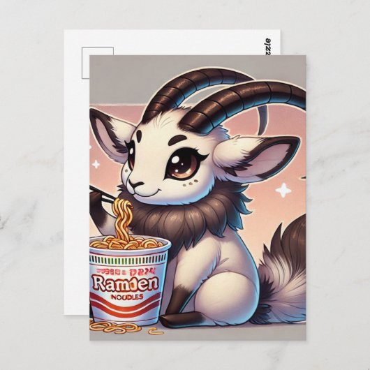 Adorable Oryx essen Nudeln Postkarte (Vorne/Hinten)