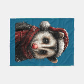 Adorable Ossum In Santa Hat Snowy Winter Christmas Fleecedecke (Vorderseite (Horizontal))