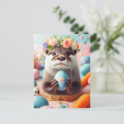 Adorable Oster Otter Postkarte (Stehend Vorderseite)