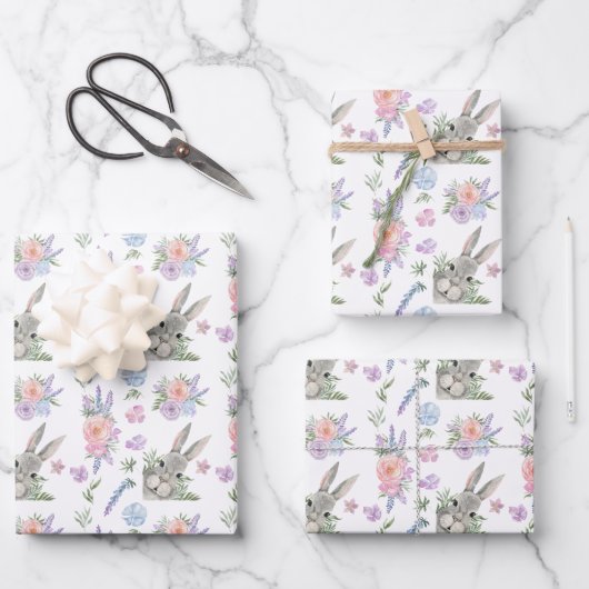 Adorable Osterblüte Frühlingspastel Blume Akzente Geschenkpapier Set (Vorderseite)