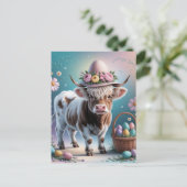Adorable Osterhochland Kuh Postkarte (Stehend Vorderseite)