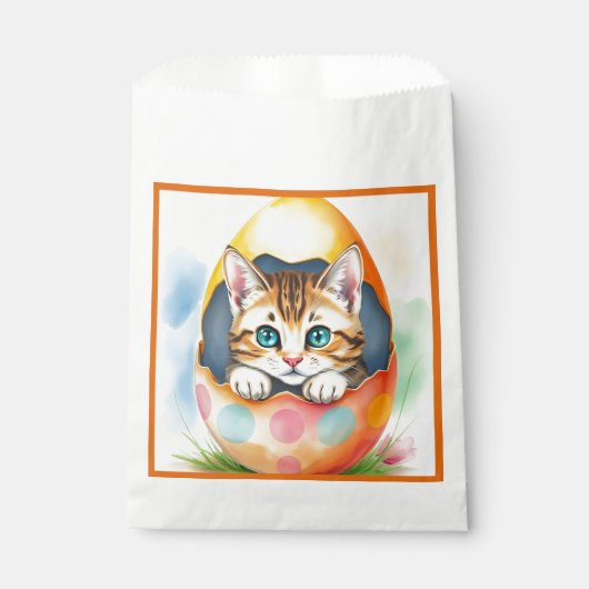 Adorable Osterkätzchen im farbenfrohen Ei Geschenktütchen (Vorderseite)