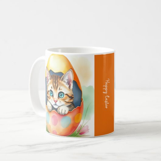 Adorable Osterkätzchen im farbenfrohen Ei Kaffeetasse (Vorderseite Links)