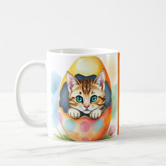 Adorable Osterkätzchen im farbenfrohen Ei Kaffeetasse (Links)