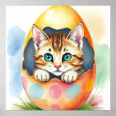 Adorable Osterkätzchen im farbenfrohen Ei Poster (Vorne)