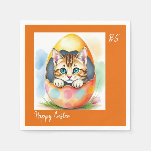 Adorable Osterkätzchen im farbenfrohen Ei Serviette (Vorderseite)