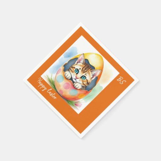 Adorable Osterkätzchen im farbenfrohen Ei Serviette (Ecke)