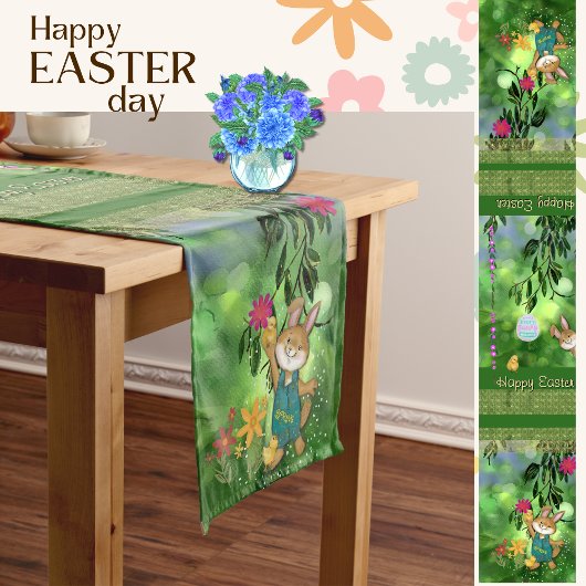 Adorable Ostersonnige Illustration Mittelgroßer Tischläufer