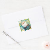 Adorable Otter Aufkleber mit Wasserlilien (Umschlag)