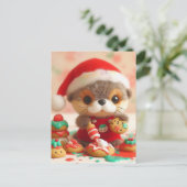 Adorable Otter Backen Weihnachtskochtopf Postkarte (Stehend Vorderseite)
