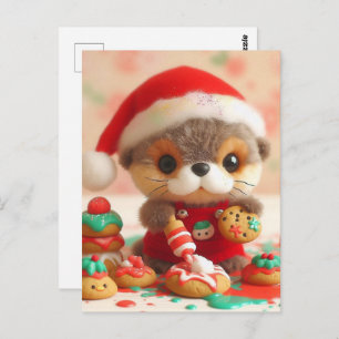 Adorable Otter Backen Weihnachtskochtopf Postkarte