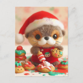 Adorable Otter Backen Weihnachtskochtopf Postkarte