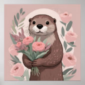 Adorable Otter Boho Blume Poster (Vorne)