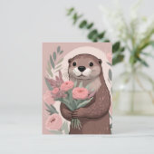 Adorable Otter Boho Blume Postkarte (Stehend Vorderseite)
