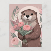Adorable Otter Boho Blume Postkarte (Vorderseite)