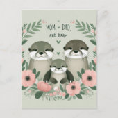 Adorable Otter Boho Mama Vater und Baby Postkarte (Vorderseite)