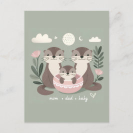 Adorable Otter Boho Mama Vater und Baby Postkarte