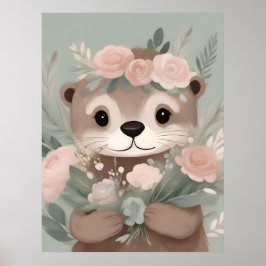 Adorable Otter Boho Wasserfarbe Poster