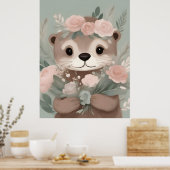 Adorable Otter Boho Wasserfarbe Poster (Küche)