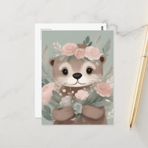 Adorable Otter Boho Wasserfarbe Postkarte
