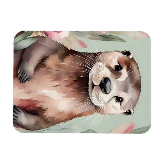 Adorable Otter Boho Watercolor Magnet (Horizontal)