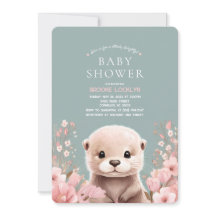 Adorable Otter Girl Kinderdusche mit rosa Blume