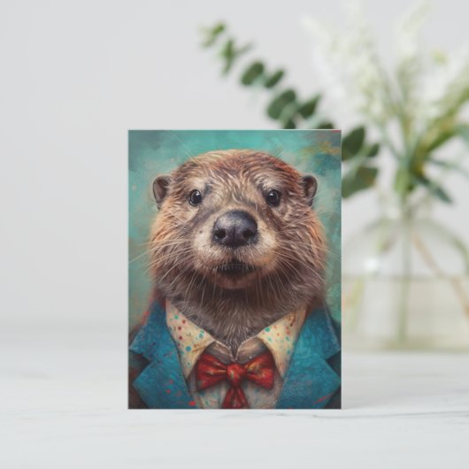 Adorable Otter in einem Anzug Postkarte (Stehend Vorderseite)