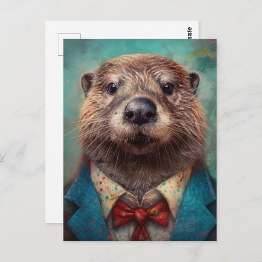Adorable Otter in einem Anzug Postkarte (Vorne/Hinten)