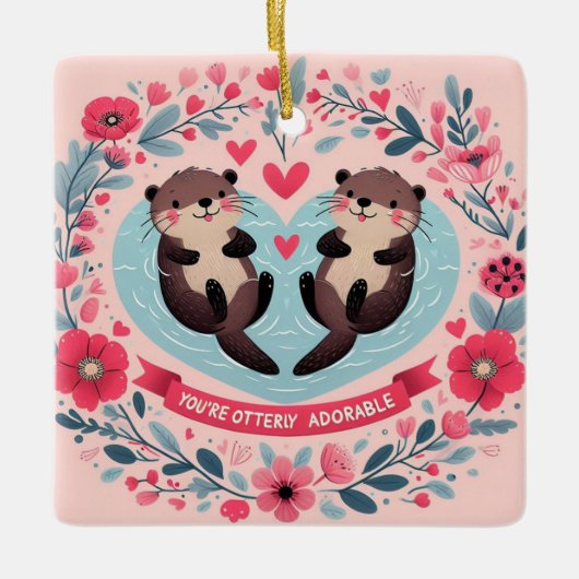 Adorable Otter pun Keramikornament (Vorderseite)