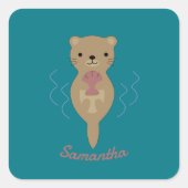Adorable Otter Quadratischer Aufkleber (Vorderseite)