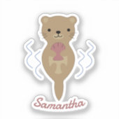 Adorable Otter Square Aufkleber (Vorderseite)