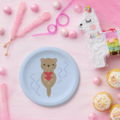 Adorable Otter umarmt ein Herz Pappteller (Party)