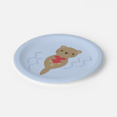 Adorable Otter umarmt ein Herz Pappteller (Schrägansicht)