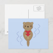 Adorable Otter umarmt ein Herz Postkarte (Vorne/Hinten)