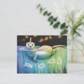 Adorable Otter Unicorn Postkarte (Stehend Vorderseite)