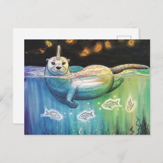 Adorable Otter Unicorn Postkarte (Vorne/Hinten)