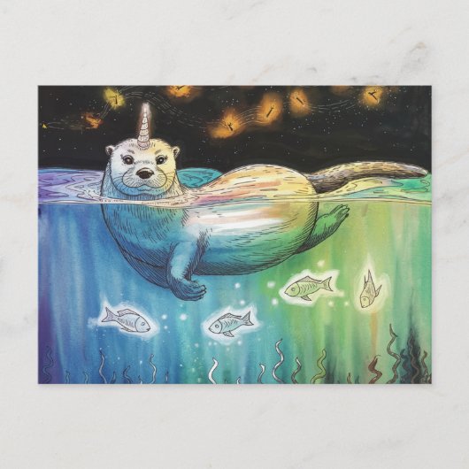 Adorable Otter Unicorn Postkarte (Vorderseite)