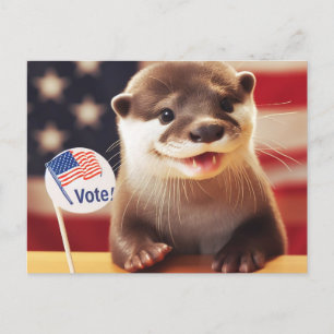 Adorable Otter Vote Patriotic Postkarte