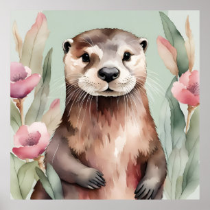 Adorable Otter Wasserfarbe Poster
