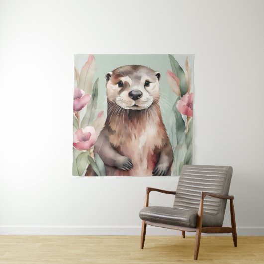 Adorable Otter Wasserfarbe Wandteppich (Beispiel)