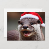 Adorable Otter-Weihnachtsmannmütze Postkarte (Vorne/Hinten)