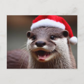 Adorable Otter-Weihnachtsmannmütze Postkarte (Vorderseite)