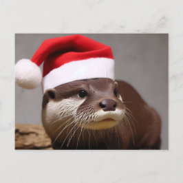 Adorable Otter-Weihnachtsmannmütze Postkarte