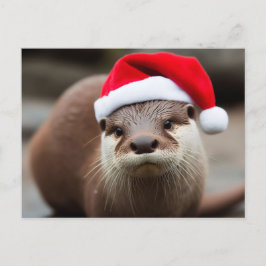 Adorable Otter-Weihnachtsmannmütze Postkarte