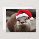 Adorable Otter-Weihnachtsmannmütze Postkarte (Vorne/Hinten)