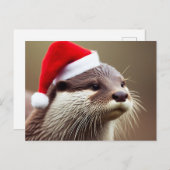 Adorable Otter-Weihnachtsmannmütze Postkarte (Vorne/Hinten)